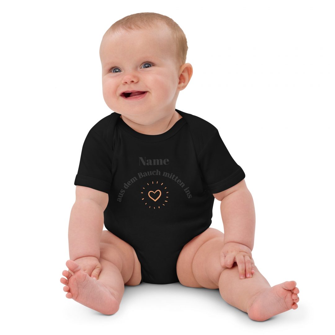 organic cotton baby bodysuit black front 63a99291034d4
