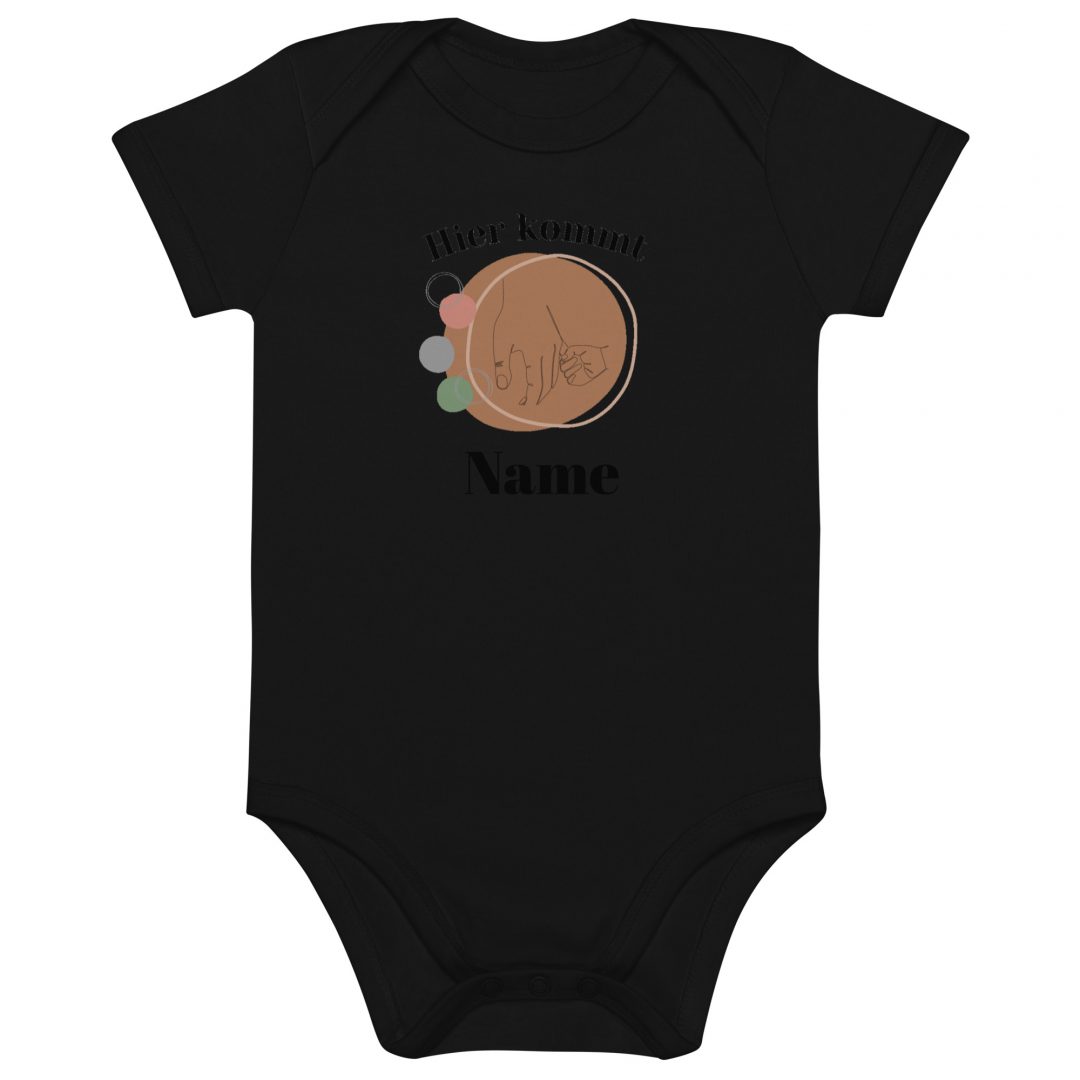 organic cotton baby bodysuit black front 63a99820eb6fe
