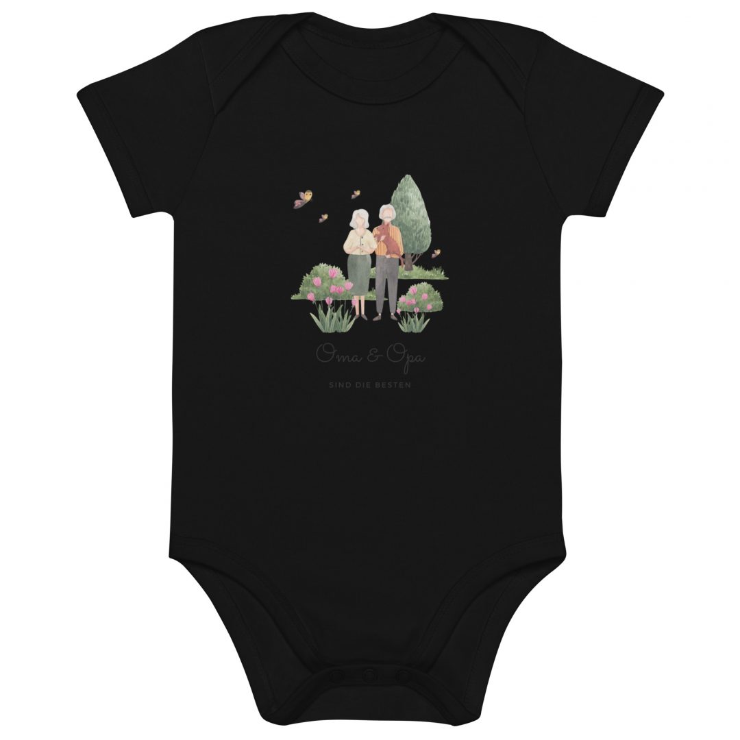 organic cotton baby bodysuit black front 63b8649875b7c