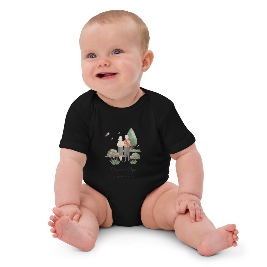 organic cotton baby bodysuit black front 63b8649875c93